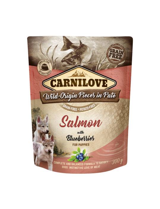 Carnilove Paté med Laks & Blåbær – Hvalpe (300 g)