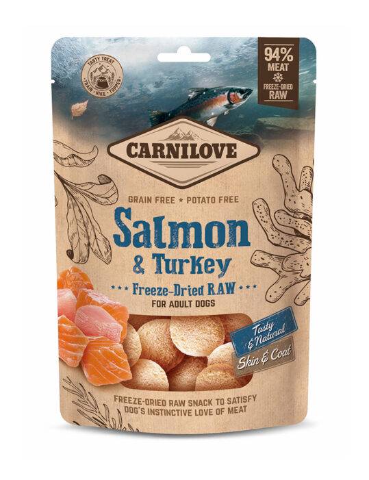 Carnilove Frysetørret Rå Snack med Laks & Kalkun – 60 g