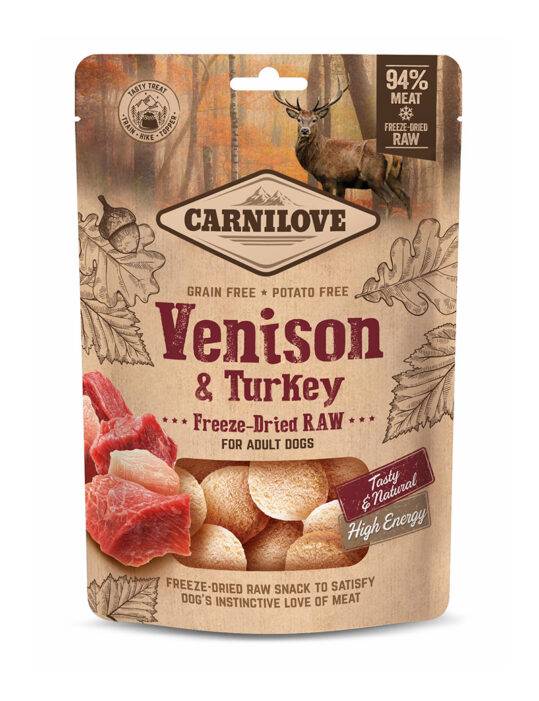 Carnilove Frysetørret Rå Snack med Vildt & Kalkun – 60 g